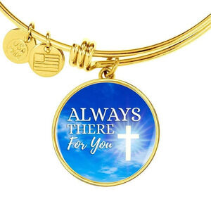 Always There For You Personalized Engraved Gold Circle Bangle Bracelet Custom